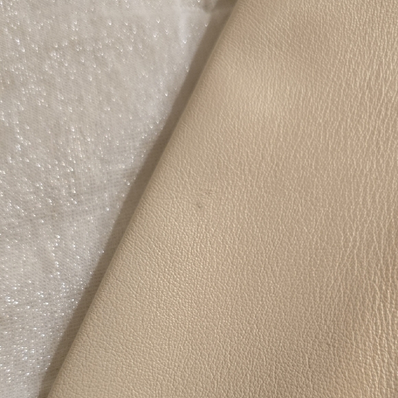 MODA INTERNATIONAL Cream Leather Jacket with Stand-Up Collar and Ruched Details - Picture 11 of 16